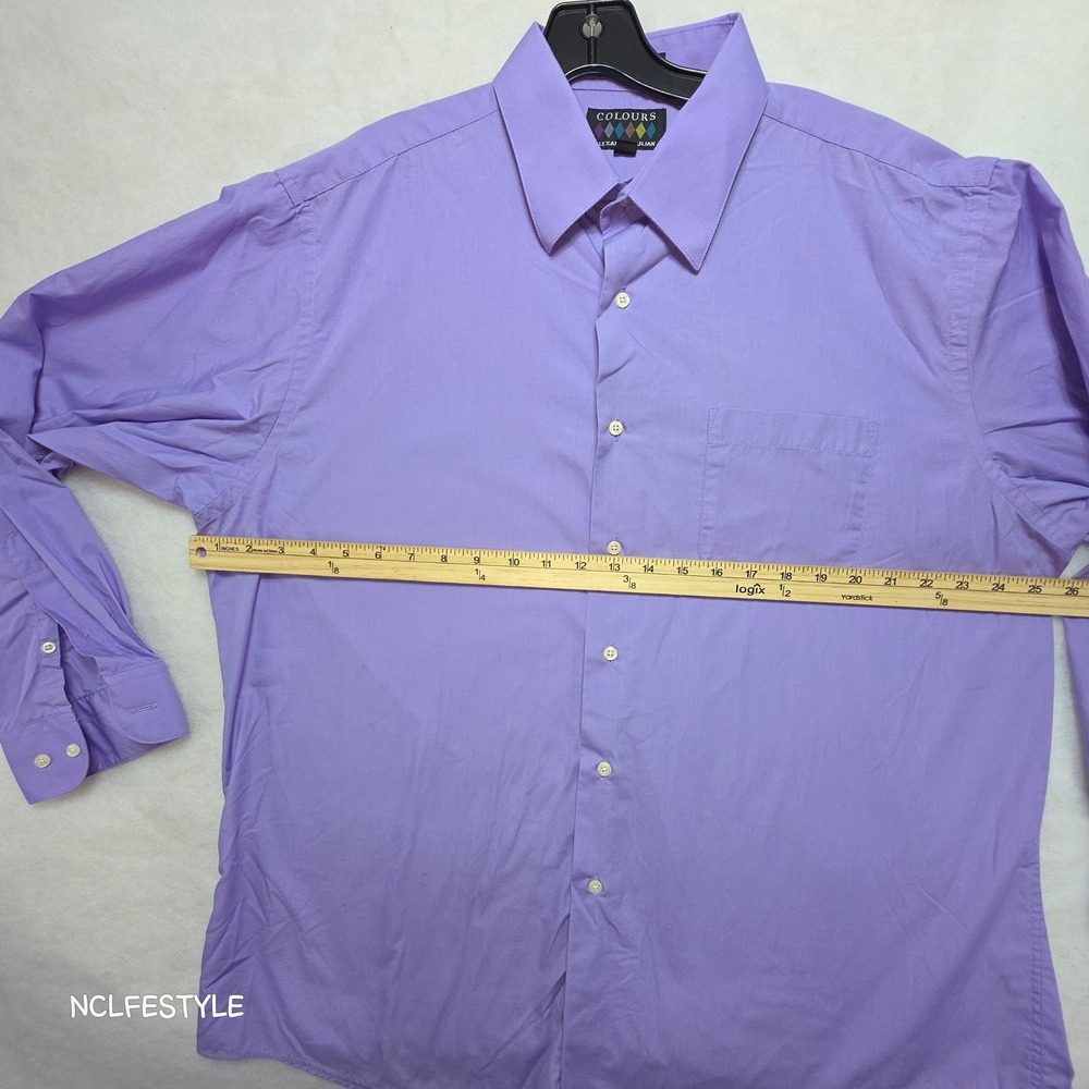 Colours Alexander Julian Mens XL 17.5 Purple Button Down Dress Shirt Long Sleeve - Picture 2 of 6